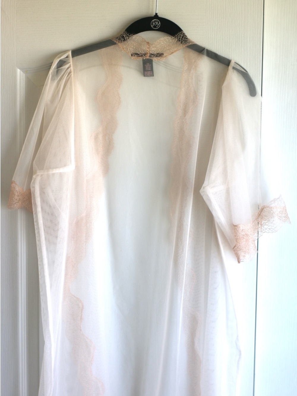 ❗️ LAST CALL VICTORIAS SECRET Sheer Lace-Trim Robe in Blush Pink (NWOT) - Picture 4 of 10